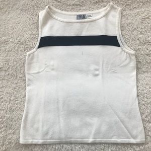 Irka White w/ Black Stripe Sleeveless Sweater